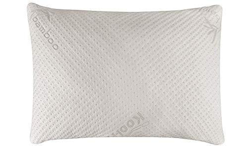 Snuggle-Pedic Ultra-Luxury Bamboo Shredded Memory Foam Pillow Combination With Adjustable Fit and Zipper Removable Kool-Flow Breathable Cooling Hypoallergenic Pillow Cover (Queen)