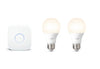 Philips Hue White A19 60W Equivalent Smart Bulb Starter Kit (2 A19 60W White Bulbs and 1 Hub Compatible with Amazon Alexa Apple HomeKit and Google Assistant)