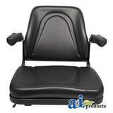 T500BL Seat, Universal w/Slide Track & Flip-Up Armrests, Black Vinyl Fits:Bobcat