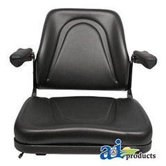 T500BL Seat, Universal w/Slide Track & Flip-Up Armrests, Black Vinyl Fits:Bobcat