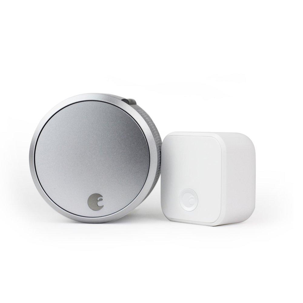 August Smart Lock Pro + Connect, 3rd gen technology - Silver, works with Alexa