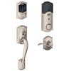 Schlage Connect Camelot Touchscreen Deadbolt with Built-In Alarm and Handleset Grip with Accent Lever, Satin Nickel, FE469NX ACC 619 CAM RH, Works with Alexa