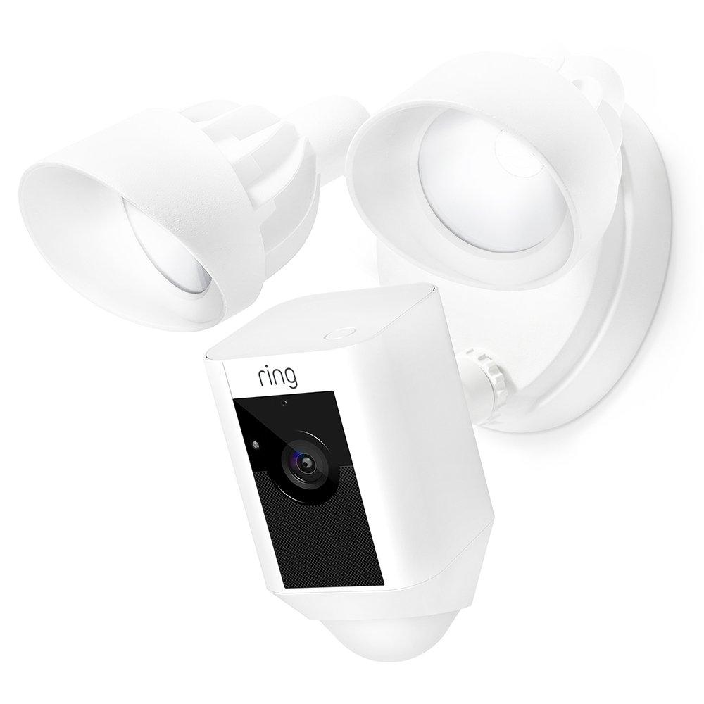 Ring Floodlight Camera Motion-Activated HD Security Cam Two-Way Talk and Siren Alarm, White