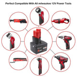2 Pack Waitley M12 12V 9Ah Replacement Battery For Milwaukee M12 Compatible With 48-11-2411 48-11-2440 48-11-2402