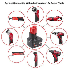2 Pack Waitley M12 12V 9Ah Replacement Battery For Milwaukee M12 Compatible With 48-11-2411 48-11-2440 48-11-2402