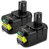 2 Pack 18V 5.0Ah Max Lithium-ion Replacement Battery for 18 Volts Ryobi P104 P105 P100 P102 P103 P107 P109 P108 Cordless Power Tools Battery