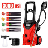 Seesii Electric Pressure Washer, Electric High Power Washer with with Spray Gun, 4 Adjustable Quick-Connect Spray Nozzle Tips,19.6ft High Pressure Hose,Pressure Cleaner - 3000 PSI 1800W