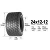 Set of 2 24x12-12 24x12.00-12 Turf Lawn Mower Golf Cart Tractor Tires 4Ply P332 Tubeless