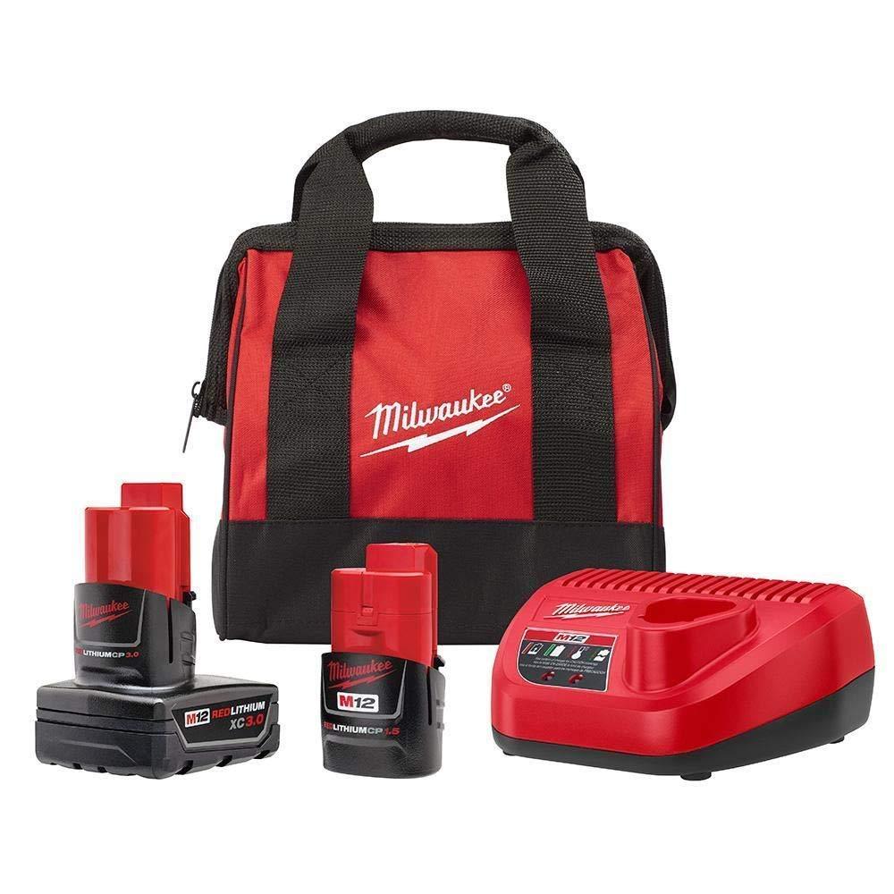 Milwaukee 48-59-2402SP M12 3Ah/1.5Ah Starter Kit w/Bag (1)