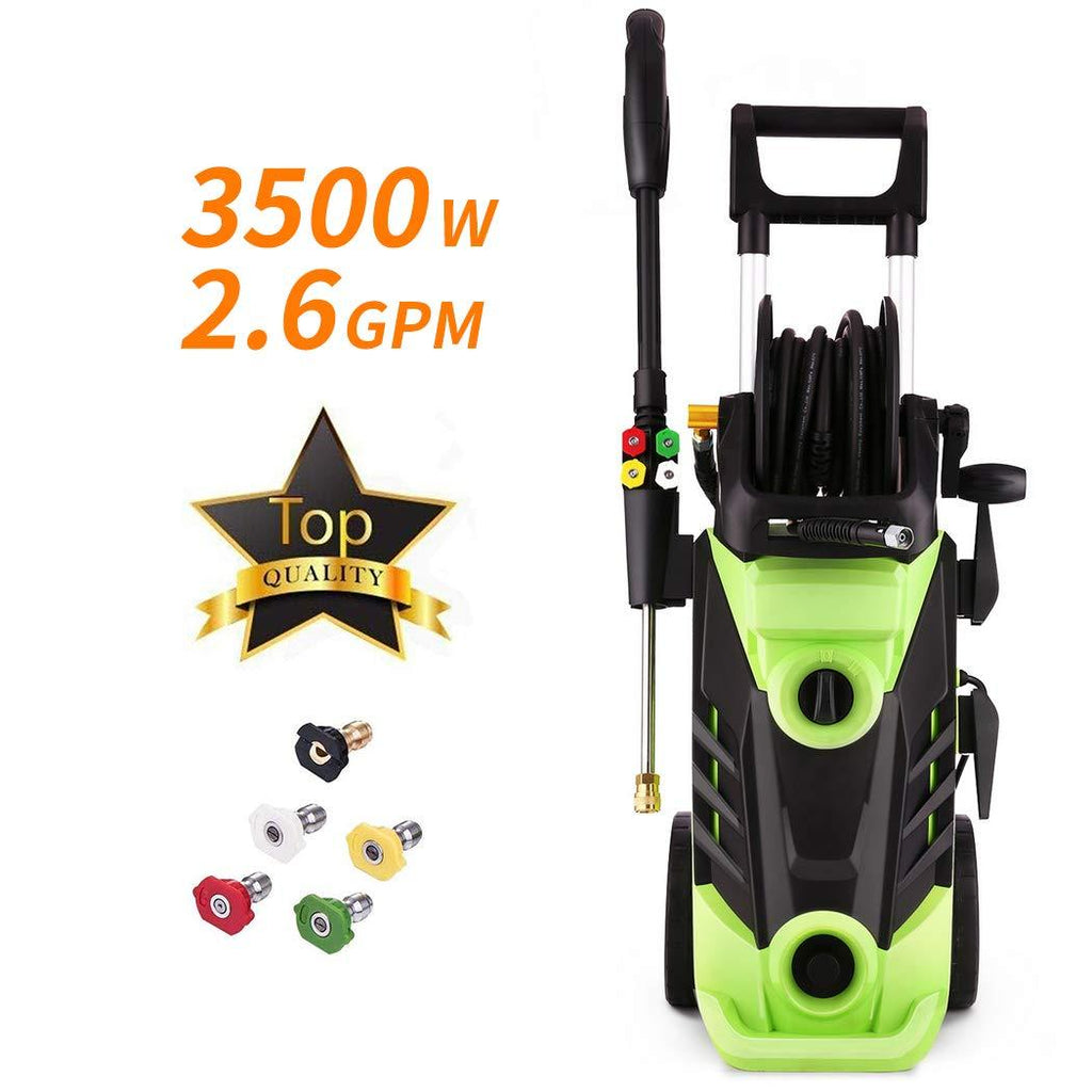 Homdox 3500 PSI Electric Pressure Washer Electric Power Washer 2.6 GPM 1800W High Pressure Washer Cleaner with Hose Reel and 5 Interchangeable Nozzles