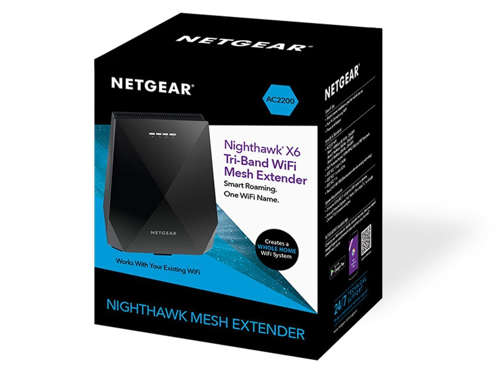 NETGEAR Nighthawk X6 AC2200 Tri-Band WiFi Mesh Extender, Seamless Roaming, One WiFi Name, Works with Any WiFi Router (EX7700)