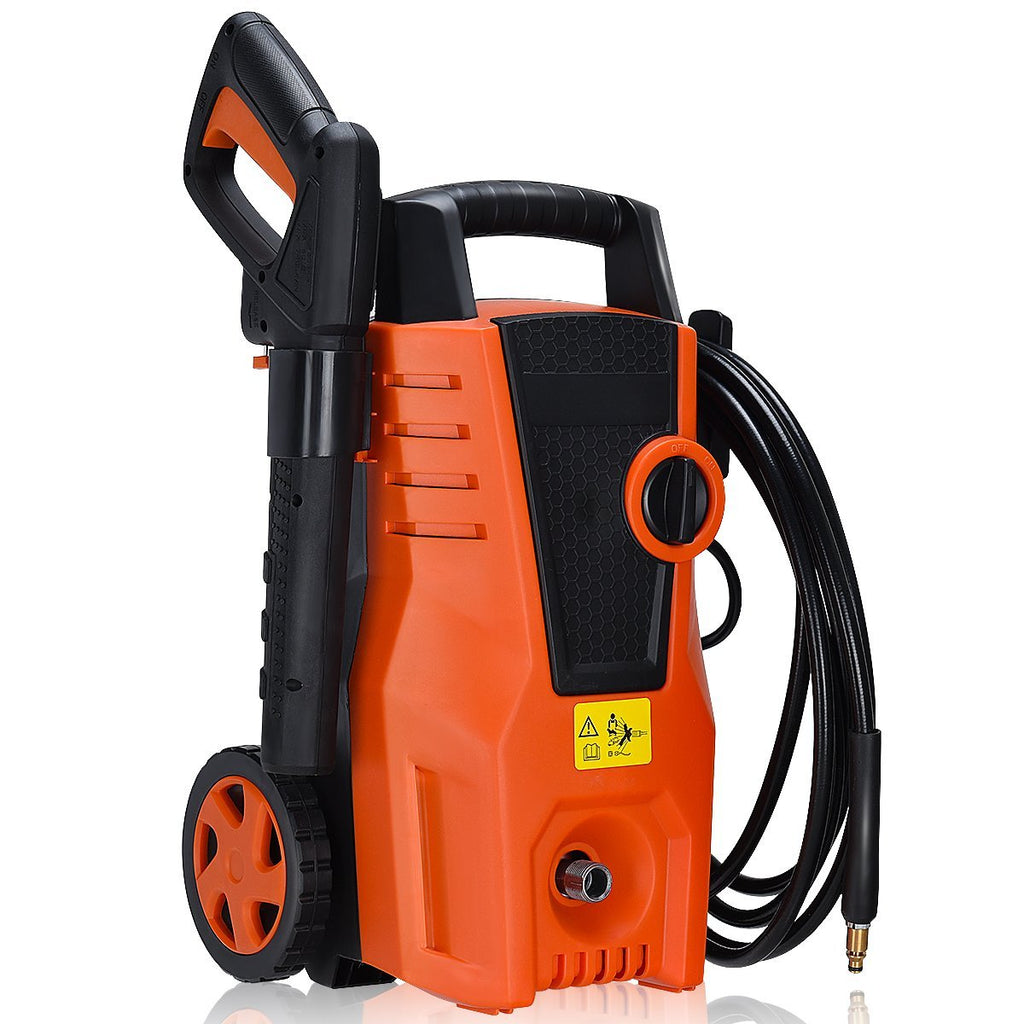 Goplus Electric Pressure Washer 1400PSI 1.6GPM Premium Strong Motor Overheating Protection Power High Pressure Cleaner Machine w/Hose Reel & Soap Foam Cannon for Car, Motorcycle, Bicycle, Patio