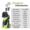 Homdox Electric Pressure Power Washer 3000PSI 1.8GPM Gas High Pressure Power Washer 1800W Machine Cleaner with Hose Reel, 5 Nozzles (Green)