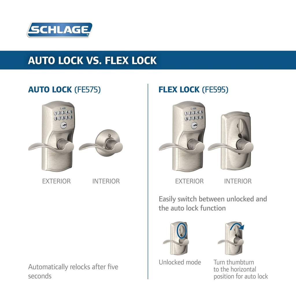 Schlage FE575 CAM 620 ACC Camelot Keypad Entry with Auto-Lock and Accent Levers, Antique Pewter