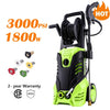 Homdox 3000PSI Electric Pressure Washer, Max Pressure 1.8GPM High Power Washer Reel Style Cleaner Machine with 1800W Rolling Wheels & 5 Interchangeable Nozzles-Green