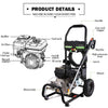 Mabay 3600PSI 212CC Gas Pressure Washer, 2.8GPM Gas Powered Power Washer, 2 Years' Warranty (Black)