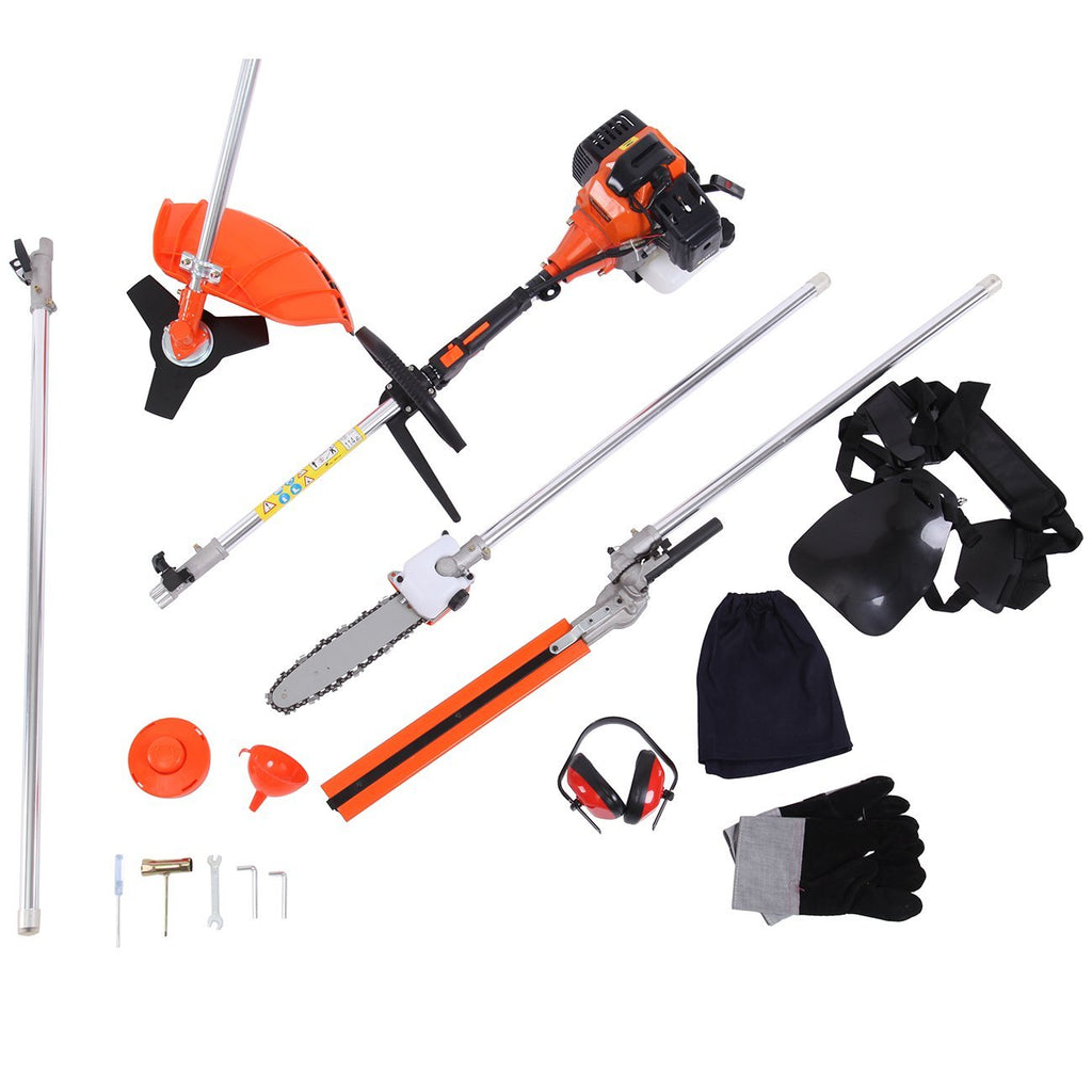 Iglobalbuy 52CC Gas Multi-Functional 5 in 1 Pole Hedge Trimmer, Trimmer, Brush Cutter, Pole Chainsaw Pruner & 43 inch Extension Pole